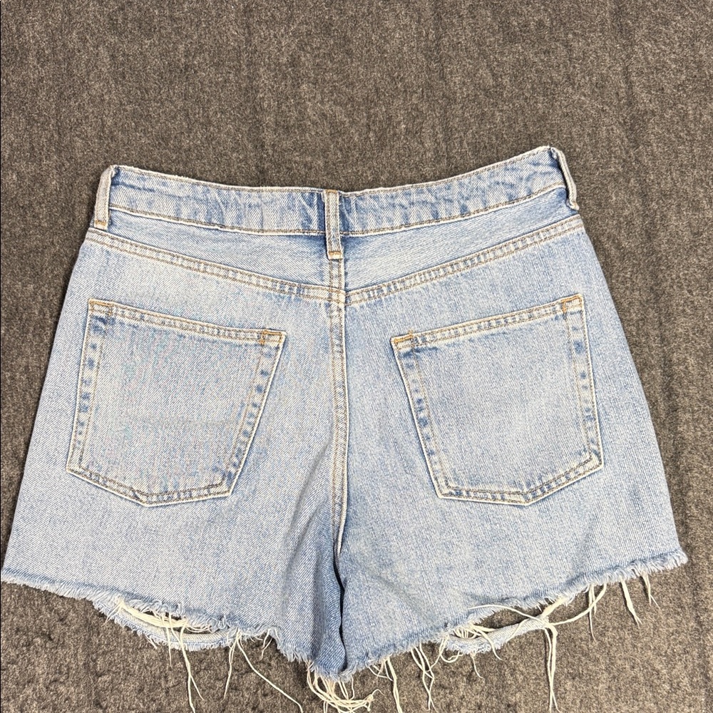 Topshop Light Blue Distressed Jean Shorts - Picture 3 of 4